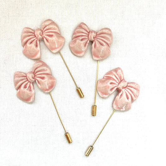 Pink Porcelain Bow Pin
